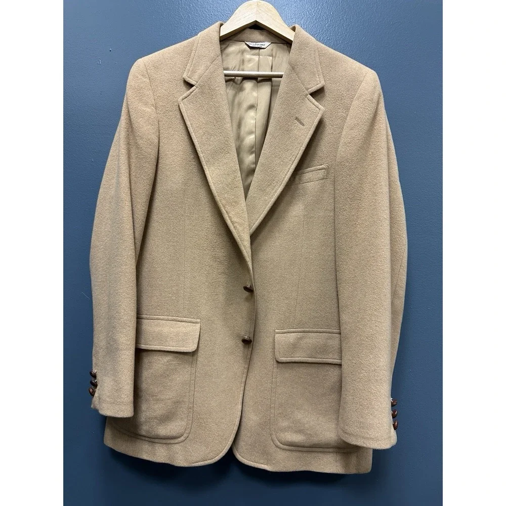 Patrick James 100% Camel Hair Blazer Sports Coat 42R Tan Brown USA 2 Button